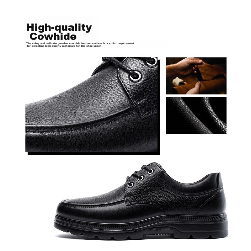 LAORENTOU Leather Shoes for Men, Business Casual Low-Top Shoes, Top-Grain Cowhid...
