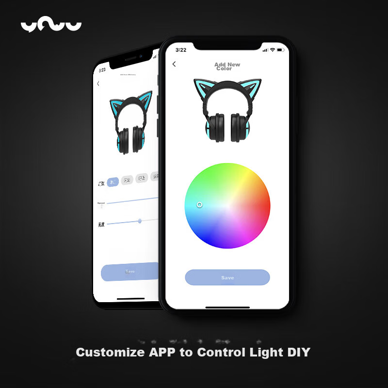 YOWU Cat Ear Headphones 3G, Wireless Bluetooth 5.0, Gaming Headset for PUBG, Cut...