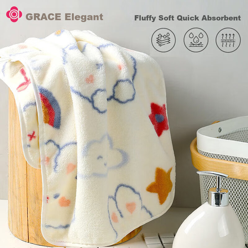 Grace Towels, 4 Pack, Class A Soft Snowflake Fleece, Face And Bath Towels, Quick...