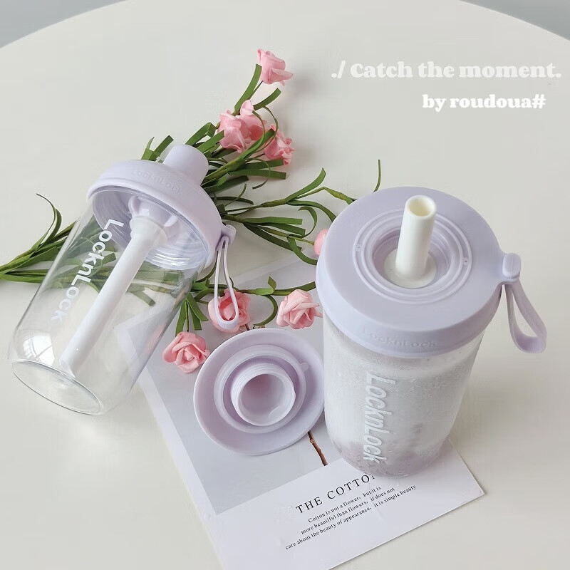 LOCK&LOCK Summer Plastic Water Bottle, Milk Tea Cup, Tritan with Straw, Outdoor...