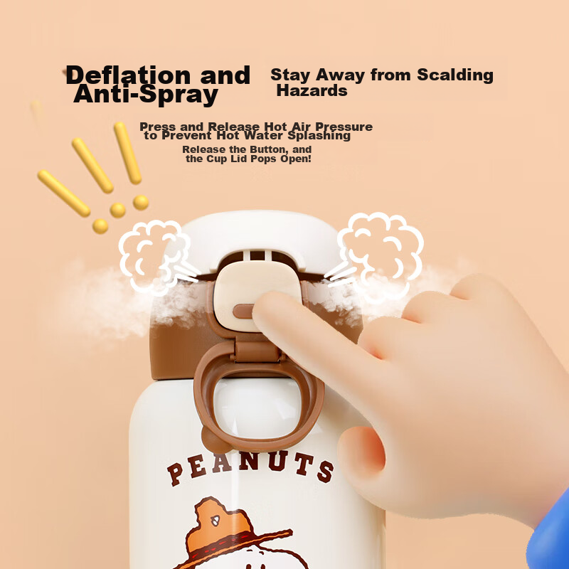 Snoopy Children's Insulated Cup with Straw, Dual-Use for Drinking And Pouring, S...