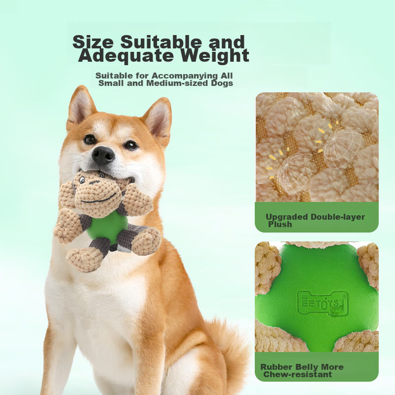 EETOYS Plush Monkey Dog Toy, Durable Chew Toy, Fun Sound-Making, Puppy Companion...