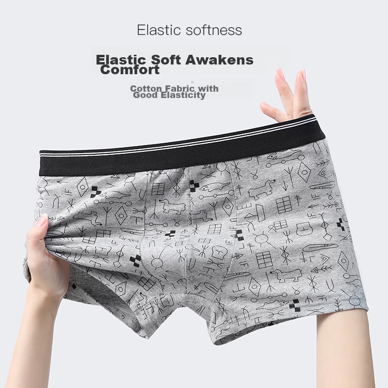 Langsha Men's Underwear, Cotton Antibacterial, Summer Mid-Rise Boxer Briefs, Lar...