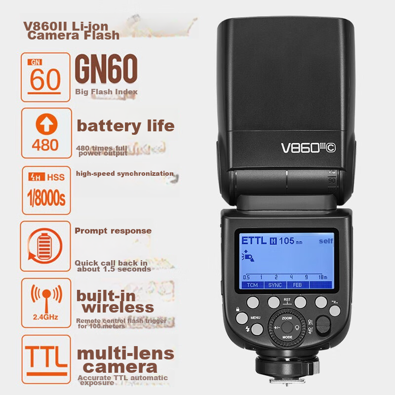 Sheniu V860III Third-Generation Hot Shoe Flash for Canon DSLR And Mirrorless Cam...