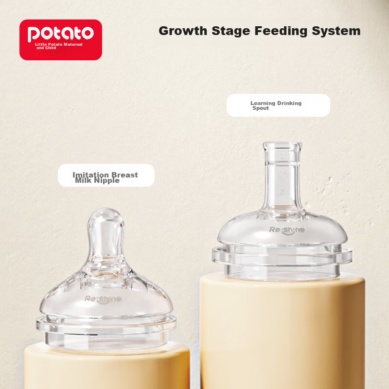 Potato Wide-Neck Liquid Silicone Nipple for Infants, Three-Way Design, Size L fo...