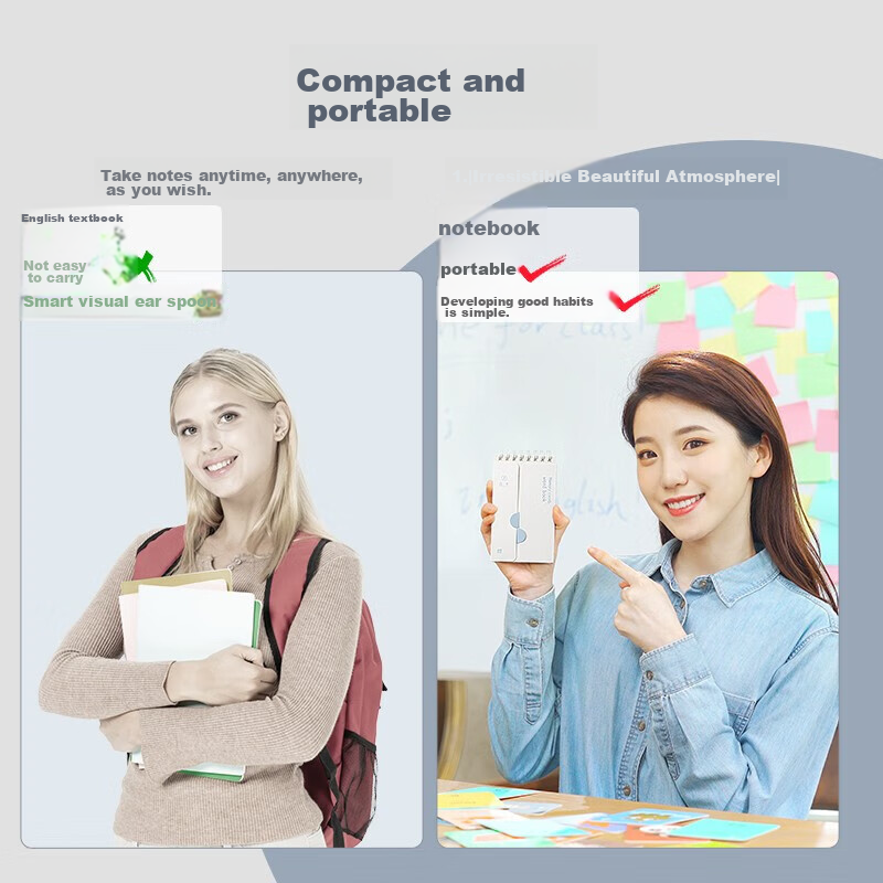 Jinzhi A7/100 Sheets English Vocabulary Notebook, Mini Portable Pocket Notebook,...