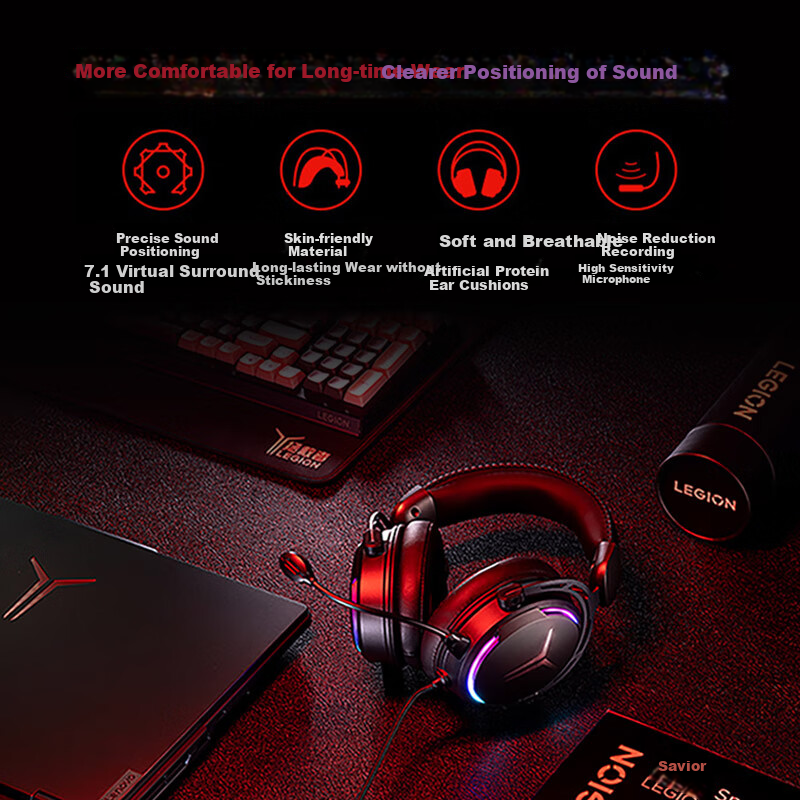 Lenovo X370 USB 7.1 Channel RGB Gaming Headset Esports Headset Headset Computer...
