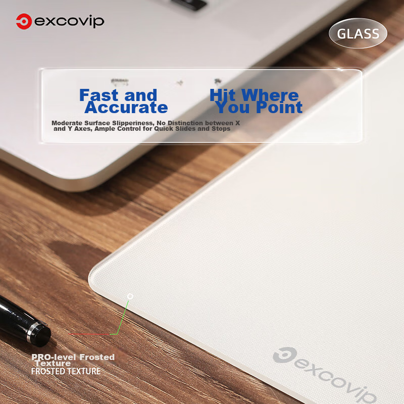 EXCO Glass Mouse Pad, Gaming Solid Color Mouse Pad, Hard Keyboard Desk Pad, Phot...