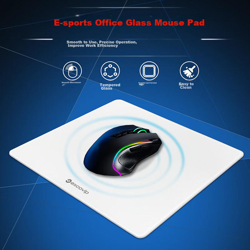 EXCO Glass Mouse Pad, Gaming Solid Color Mouse Pad, Hard Keyboard Desk Pad, Phot...