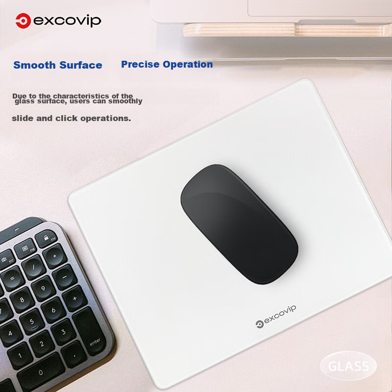 EXCO Glass Mouse Pad, Gaming Solid Color Mouse Pad, Hard Keyboard Desk Pad, Phot...