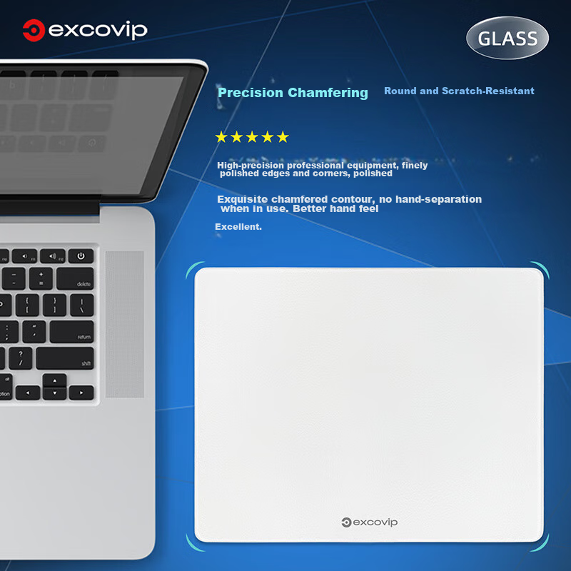 EXCO Glass Mouse Pad, Gaming Solid Color Mouse Pad, Hard Keyboard Desk Pad, Phot...