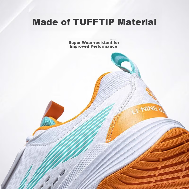 LI-NING Unisex Badminton Shoes Shock Absorption Wear-Resistant Training Shoes Wh...