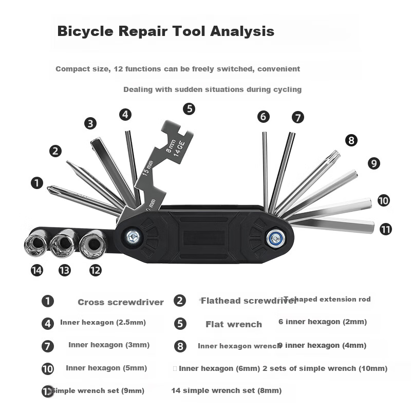 TOSUOD Bicycle Repair Tools, Hex Screwdriver Set, Wrench, Socket, Multi-Function...