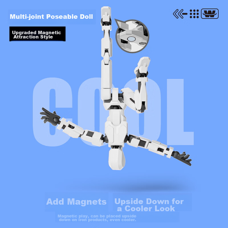 Lezhe Decompression Toy, Multi-Joint Highly Articulated Doll, Magnetic Attractio...