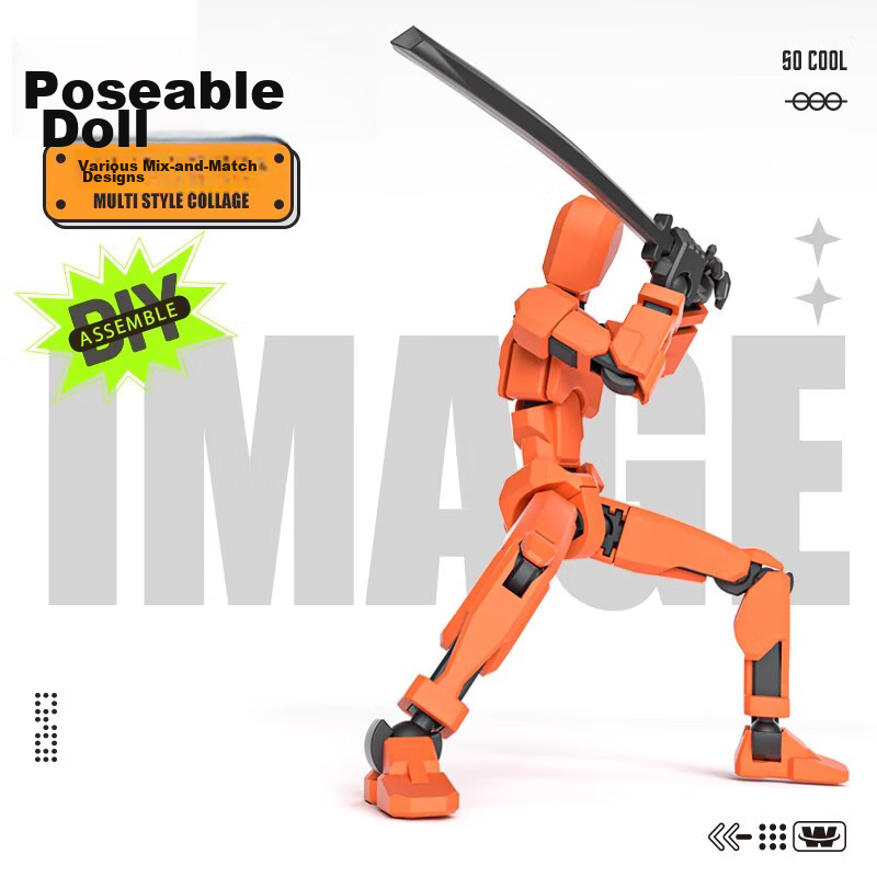 Lezhe Decompression Toy, Multi-Joint Highly Articulated Doll, Magnetic Attractio...