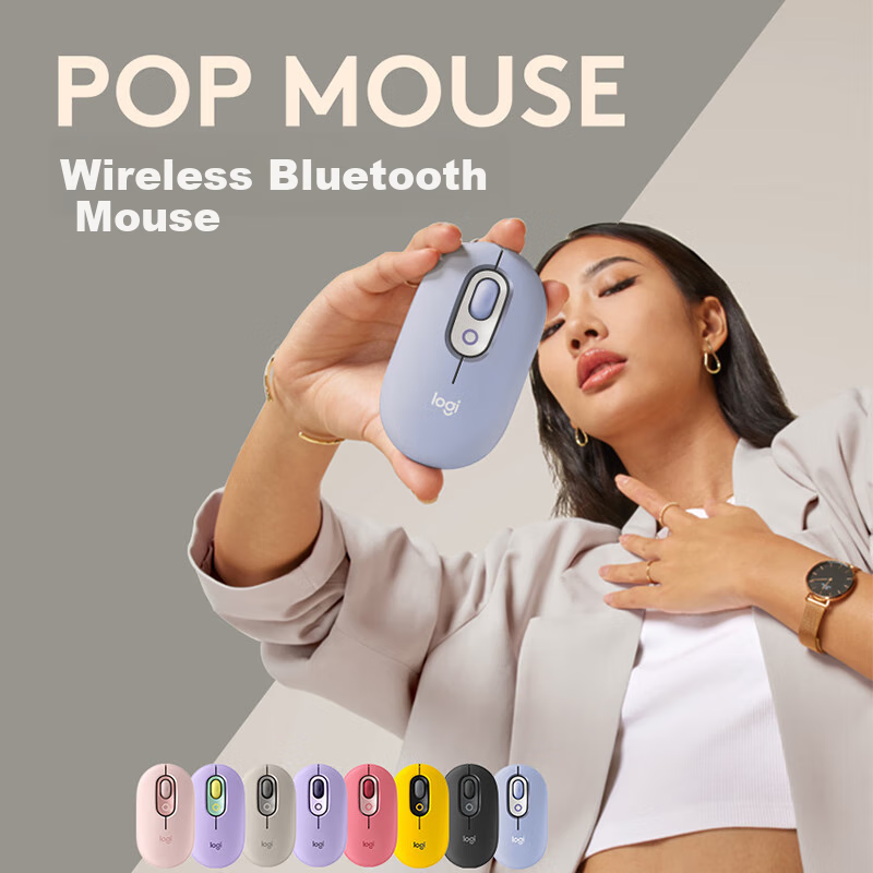 Logitech Fashion Series POP MOUSE Wireless Mouse, Bluetooth Mouse, Office Mouse,...