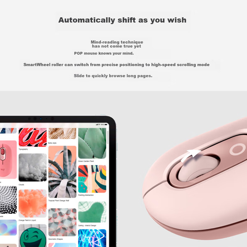 Logitech Fashion Series POP MOUSE Wireless Mouse, Bluetooth Mouse, Office Mouse,...