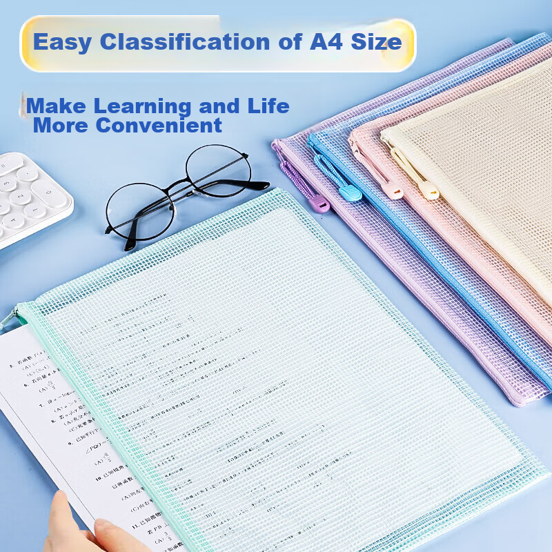 Licao File Folder, Zipper Transparent A4 Document Bag, Waterproof Exam Paper Sto...