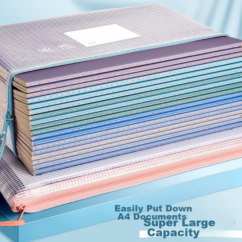 Licao File Folder, Zipper Transparent A4 Document Bag, Waterproof Exam Paper Sto...