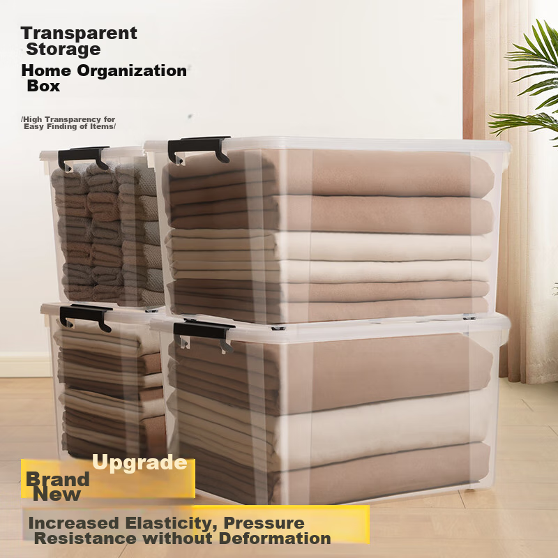 Xitianlong Plastic Clothes Storage Box, Toy Organizer, 55L, Transparent, 3-Pack,...