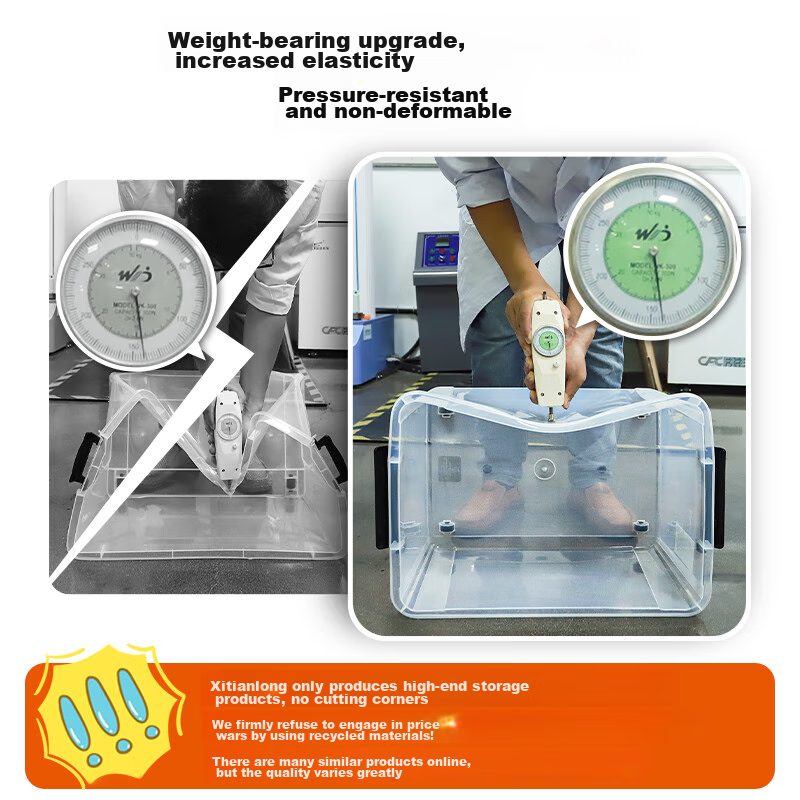 Xitianlong Plastic Clothes Storage Box, Toy Organizer, 55L, Transparent, 3-Pack,...