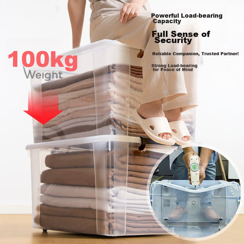 Xitianlong Plastic Clothes Storage Box, Toy Organizer, 55L, Transparent, 3-Pack,...