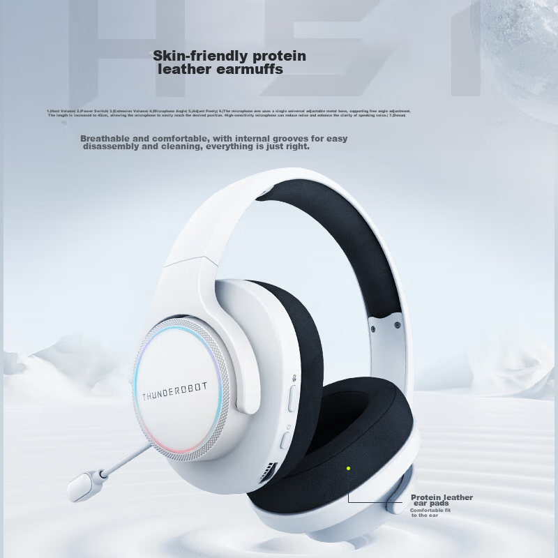 ThundeRobot H51 Tri-Mode Version Wired Headphones, White Gaming Headset, USB Com...