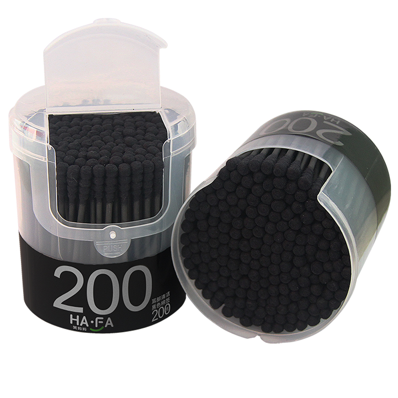 Xiaomama Black Double-Ended Spiral Ear Swabs, Ear Cleaning Cotton Buds, 200 Piec...