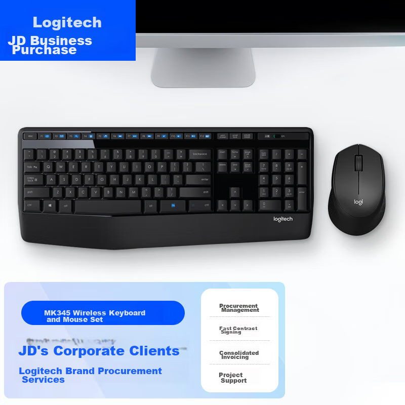 Logitech MK345 Enterprise-Grade Wireless Office Keyboard And Mouse Set (MK346P D...