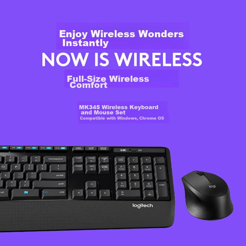 Logitech MK345 Enterprise-Grade Wireless Office Keyboard And Mouse Set (MK346P D...
