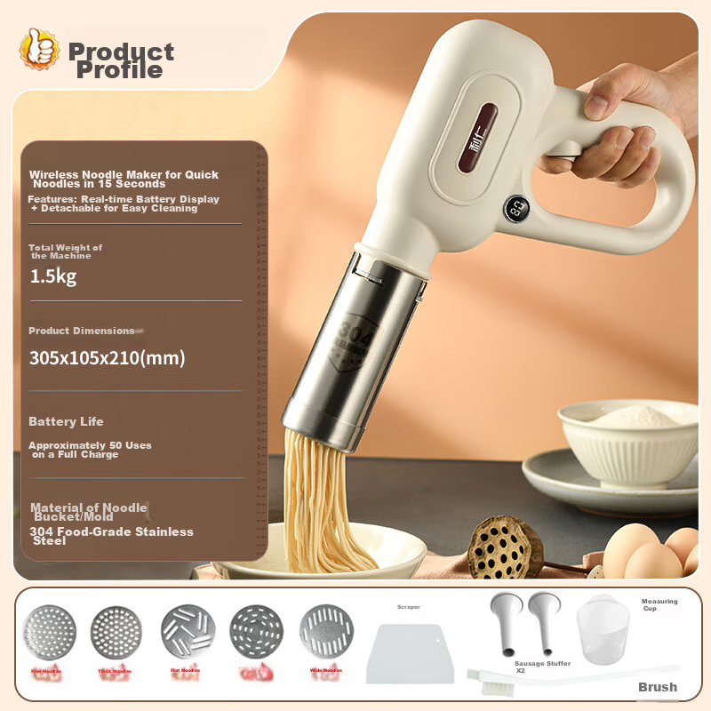 Liven Noodle Maker, Home Use Pasta Machine, Fully Automatic, Wireless Handheld P...