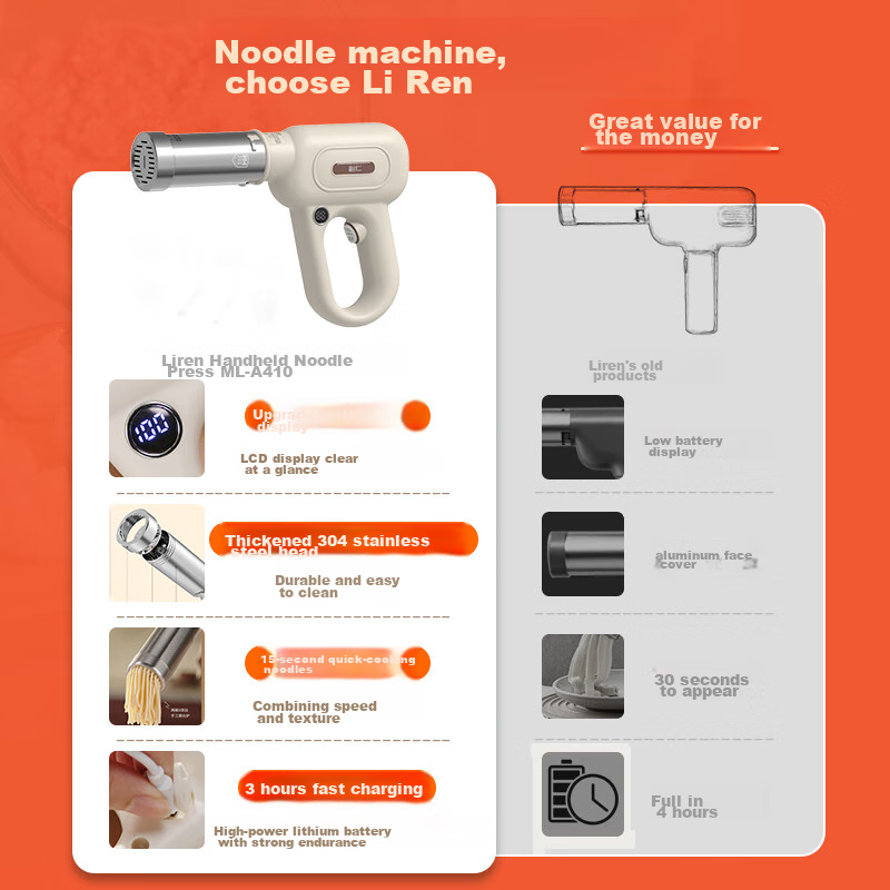 Liven Noodle Maker, Home Use Pasta Machine, Fully Automatic, Wireless Handheld P...