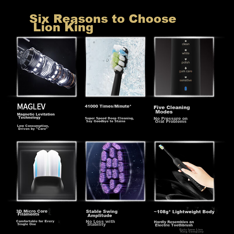 Lion Magnetic Levitation Sonic Electric Toothbrush, Gift for New Year, Smart Son...