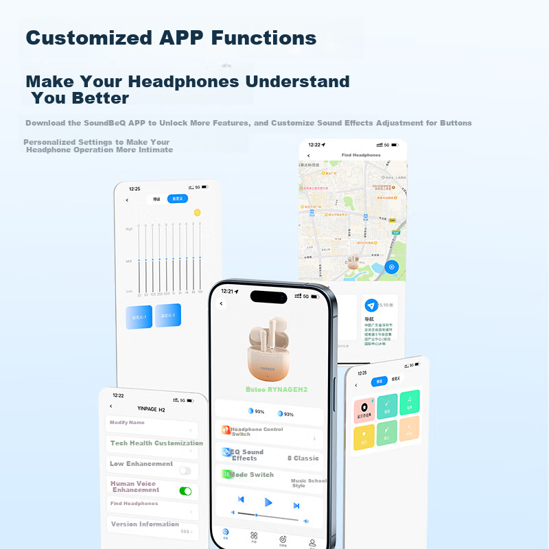 Yinbeiqi H2 True Wireless Bluetooth Earbuds Half In-Ear Style New Gaming Music H...
