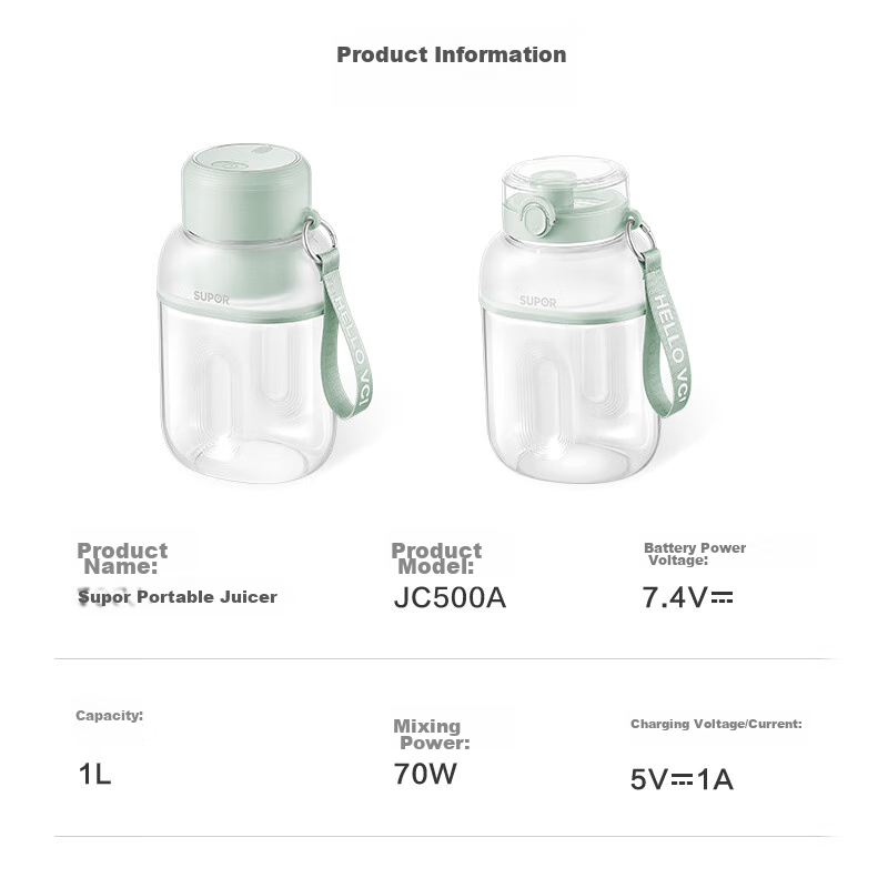 SUPOR [National Subsidy] Juicer, Small Portable Cup Juicer, Portable Juice Maker...