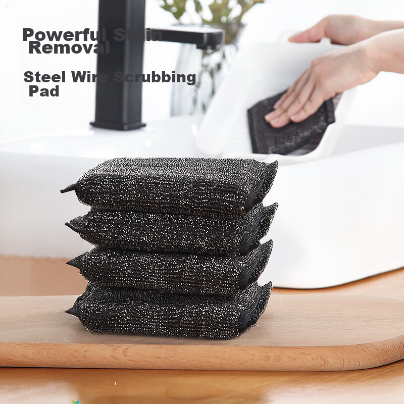 Vileda German Steel Wire Sponge Scrubber, 2-Pack, Household Kitchen Cleaning Clo...