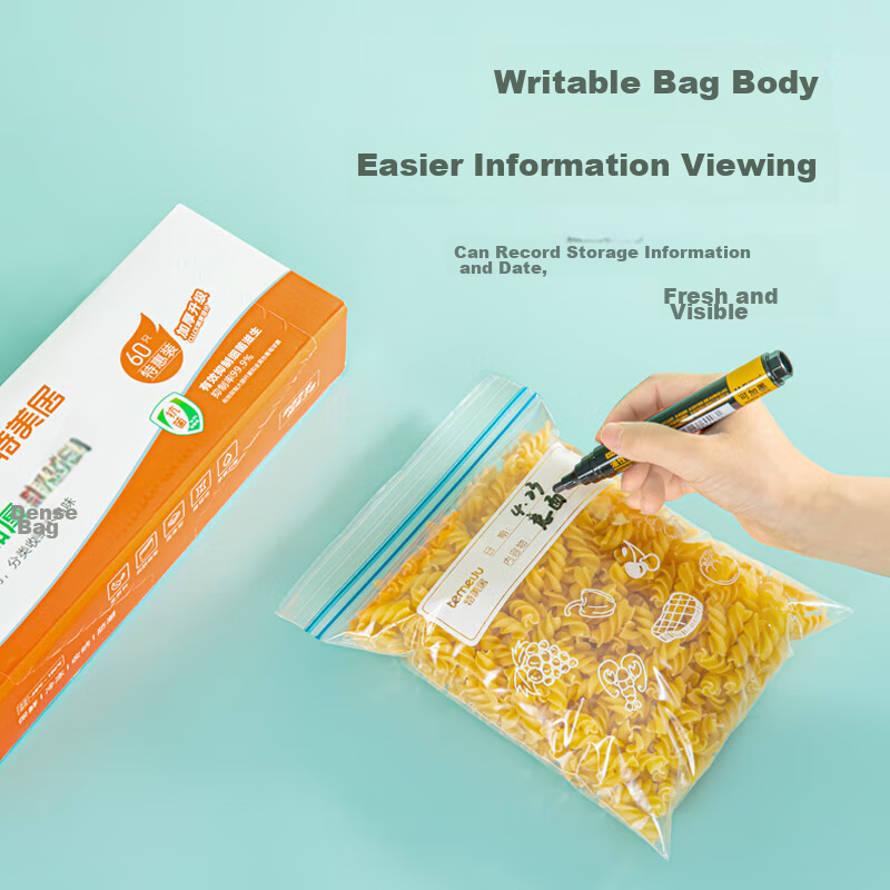 Temeiju Antibacterial Food Storage Bags, Large Zipper Self-Sealing Bags, Food-Gr...