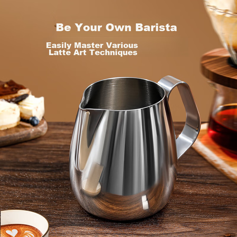 Jingzao 304 Stainless Steel Milk Frother Cup, Home Use Pour-Over Coffee Milk Fro...