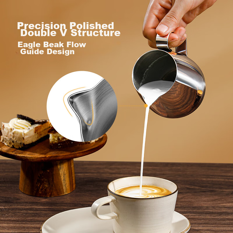 Jingzao 304 Stainless Steel Milk Frother Cup, Home Use Pour-Over Coffee Milk Fro...