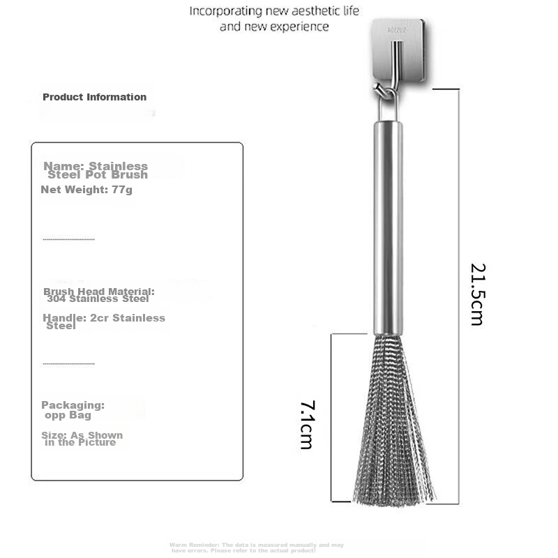 Shangmeide 304 Stainless Steel Pot Brush, Kitchen Cleaning Tool, Stainless Steel...