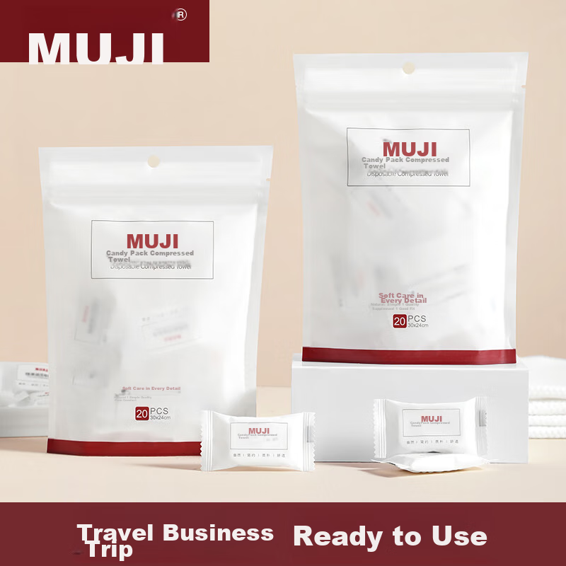 MUJI Travel Compressed Towels, 20 Pieces * 2 Bags, Disposable Face Towels, Thick...