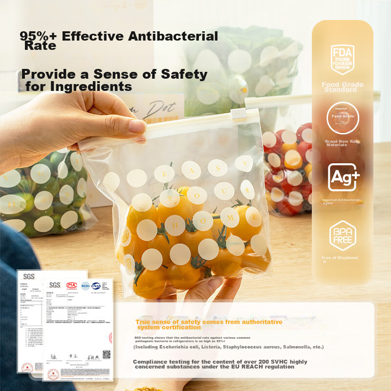 Yiyoujia Food Antibacterial Storage Bags, Odor-Proof, Refrigerator Sealing Bags,...