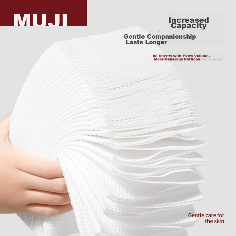 MUJI Disposable Facial Towel 3 packs*80 sheets Pearl Pattern Facial Towel Larger...