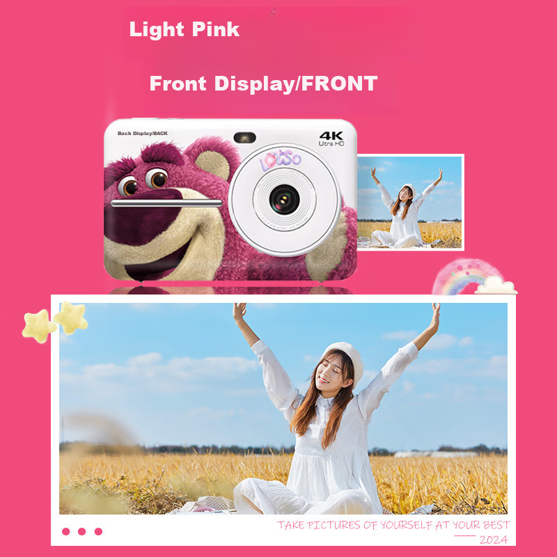 Songdian Instant Camera Collaboration with Strawberry Bear, Dual Front And Rear...