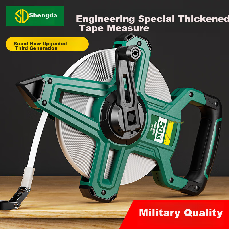 Shengda Tape Measure, Fiber Tape 100 Meters, Frame-Style PVC Fiberglass Tape Mea...