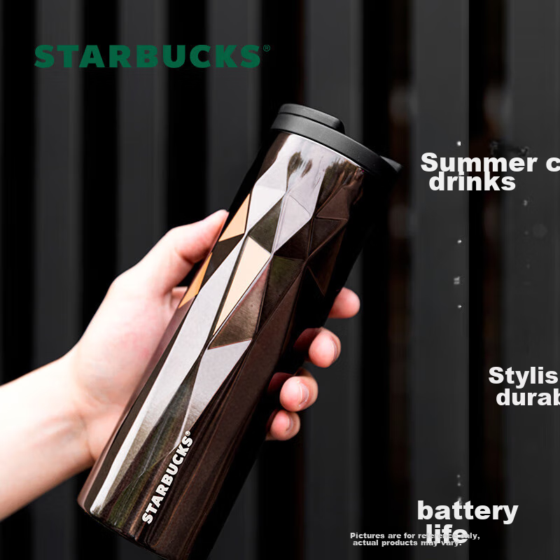 Starbucks Classic Black And Gold Hexagonal Stainless Steel Insulated Tumbler, 47...