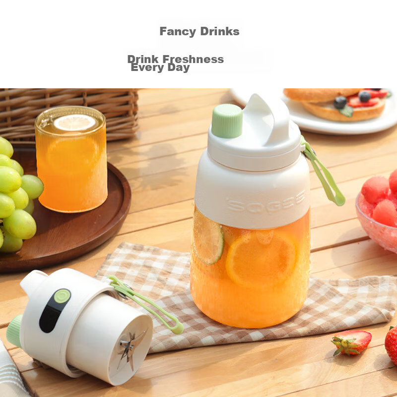 Xiaozhi Portable Cold Press Juicer Set, Mini Juice Maker, Wireless Blender, Larg...