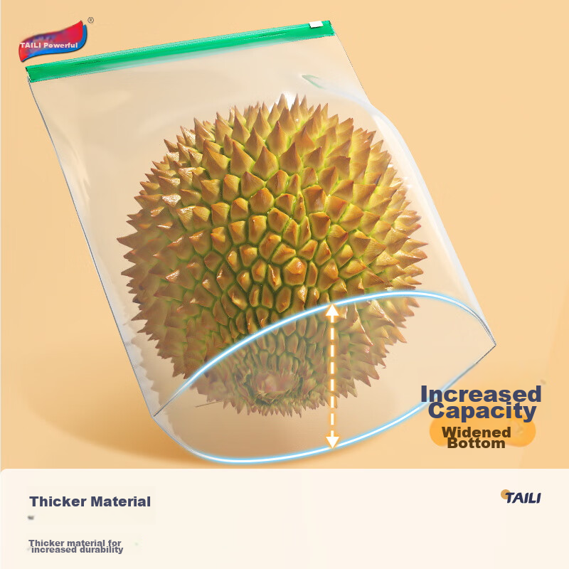 Taili Food Storage Bags, Zipper Bags, Thick PE Food Bags with Sliding Locks, Med...