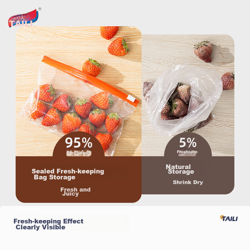 Taili Food Storage Bags, Zipper Bags, Thick PE Food Bags with Sliding Locks, Med...