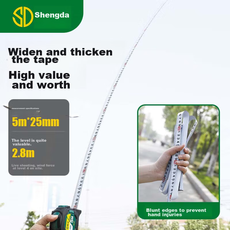 Shengda 5m Steel Tape Measure with High Precision, Thickened Rubberized Casing,...